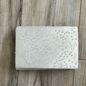 Elegant White Beaded Clutch